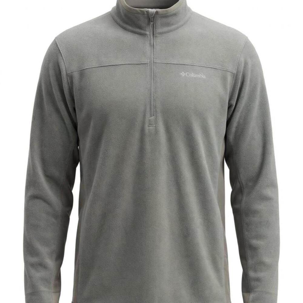 Columbia Fleece Pullover Mens XL Gray Quarter Zip Mock Neck Logo NWT